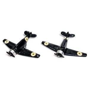 Vintage RAF Spitfire Ceramic Airplane Figurines Pair Royal Air Force‎ WWII Style